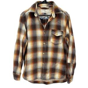 Rogue Territory RGT Mens Oxford Shirt Thick Cotton Flannel Shadow Plaid Size M